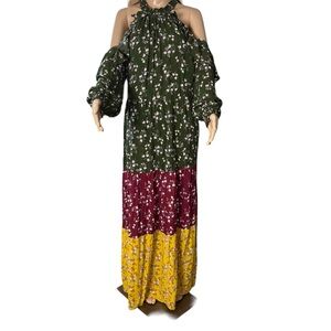 Coco And Jamison Size Extra Large Maxi Dress Cold Shoulder Ruffled Tiers